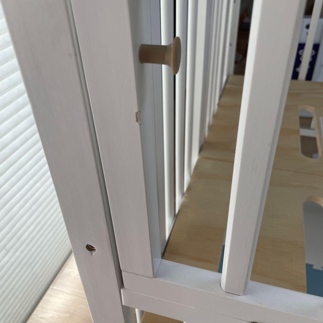 大和屋　パタンⅡ ホワイト木製ベビーベッド 60x90cm