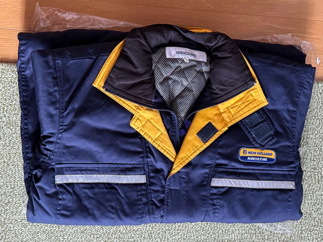 鈴木 NEW HOLLAND オーバーオール 防寒LL ネイビー/イエロー
