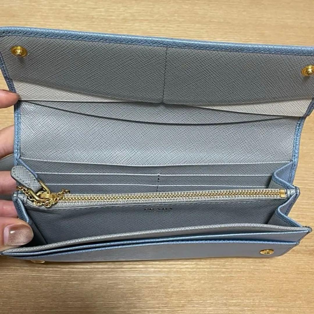 PRADA ライトブルー 長財布 カードケース付き