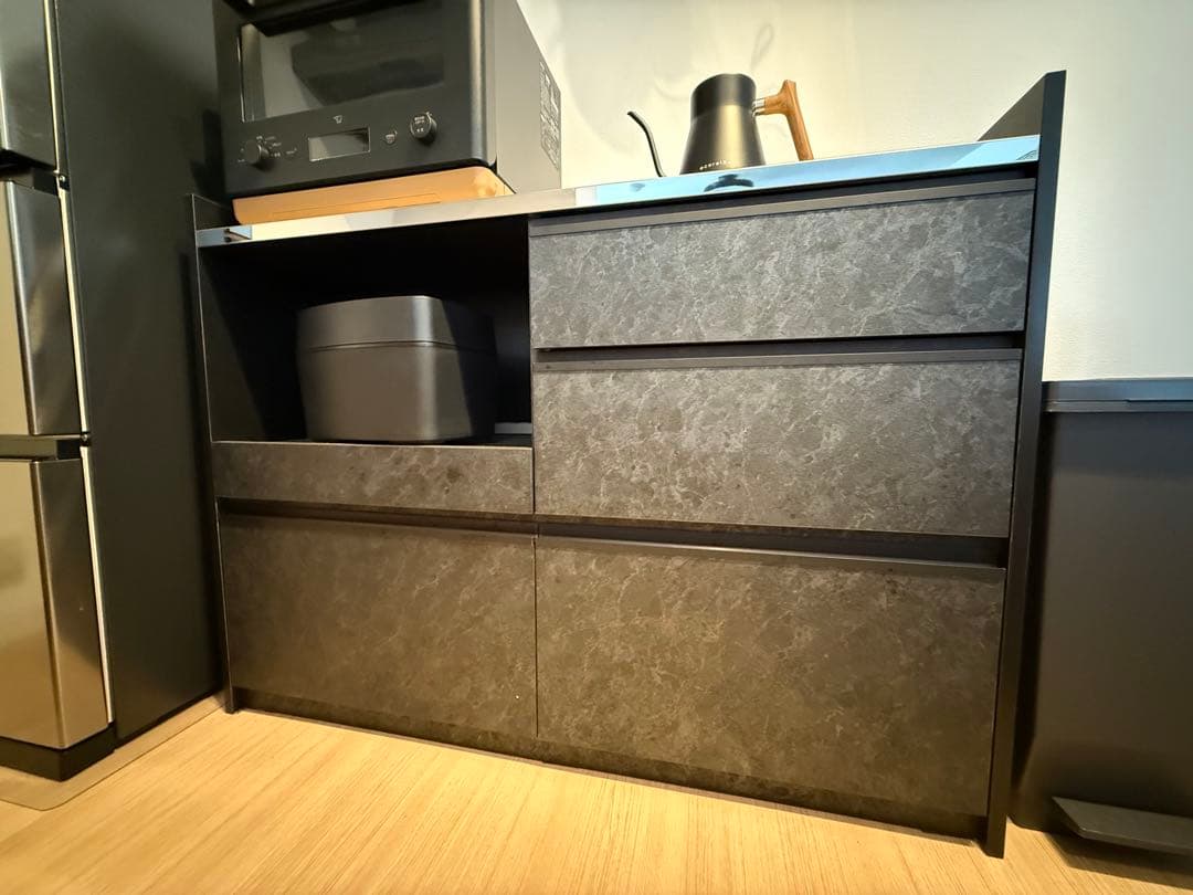 ブラック木製キッチンカウンター