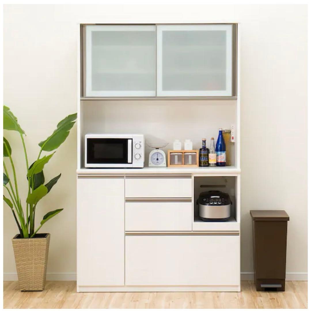 ニトリ キッチンボード アルミナ2 大型 収納 食器棚 コンセント付 120cm