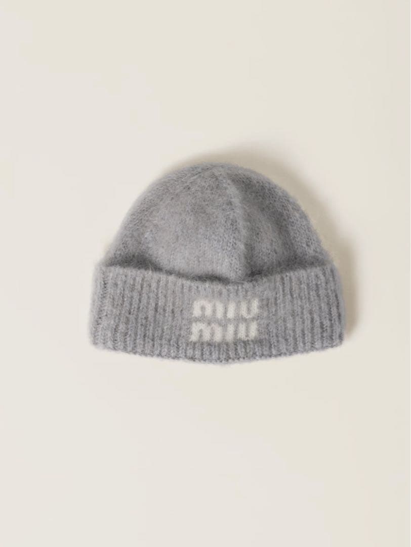 miumiu ミュウミュウ モヘア ビーニー ニット帽 グレー