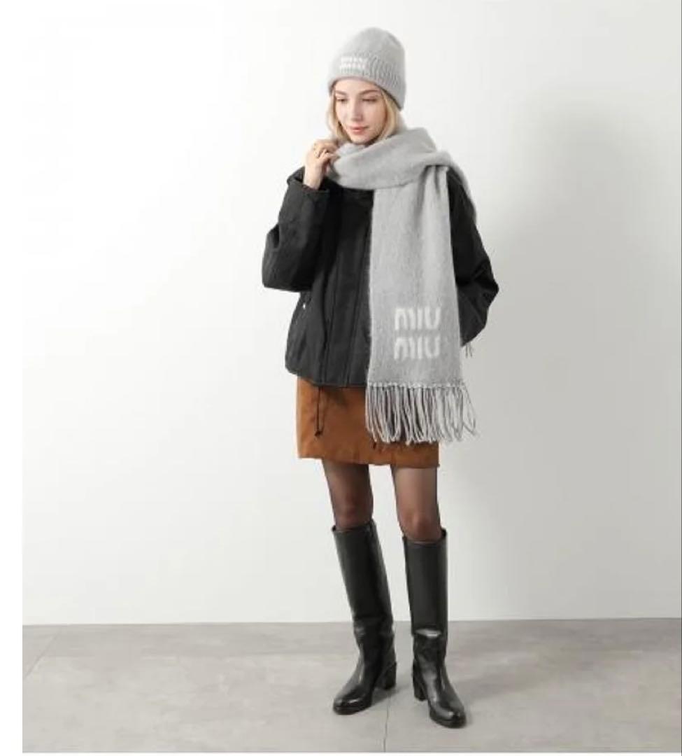 miumiu ミュウミュウ モヘア ビーニー ニット帽 グレー