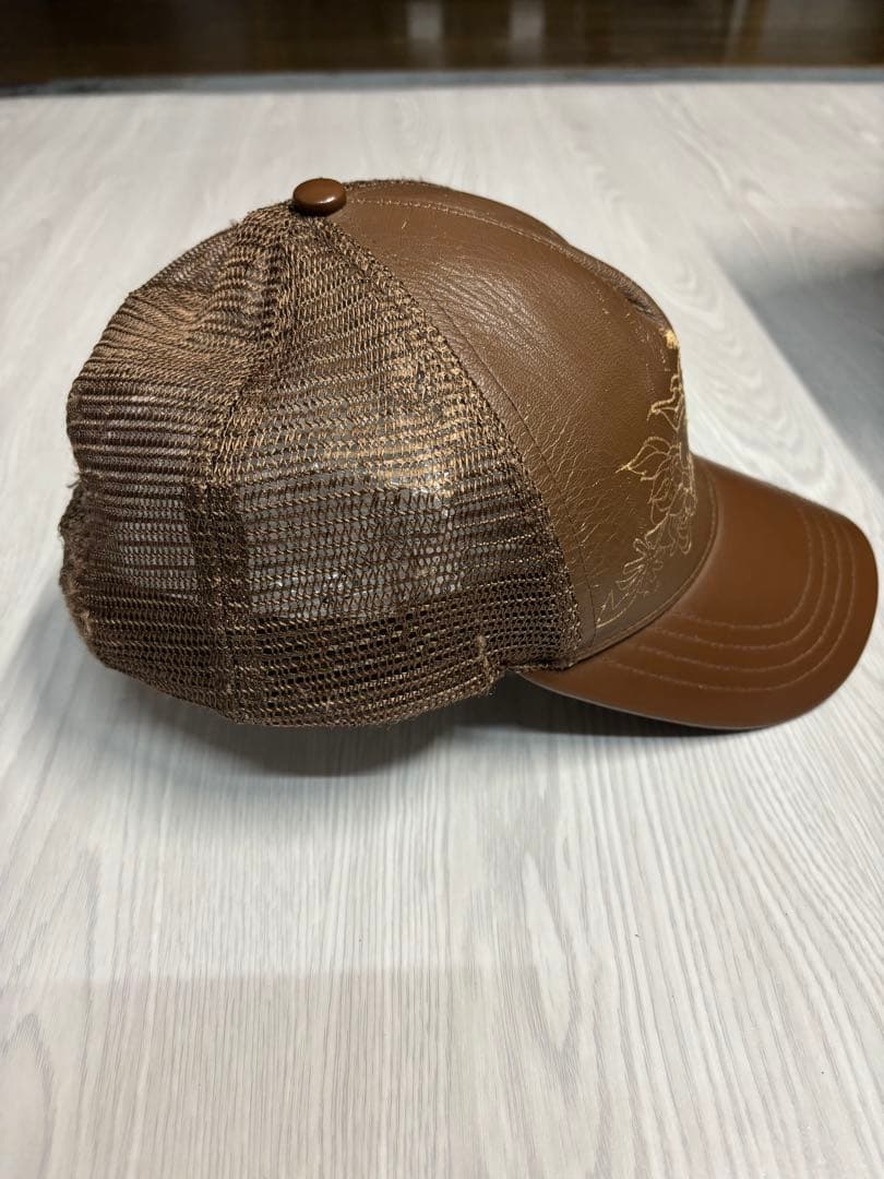 stussy メッシュキャップ　ヴィンテージ　本革　90s 00s ブラウン