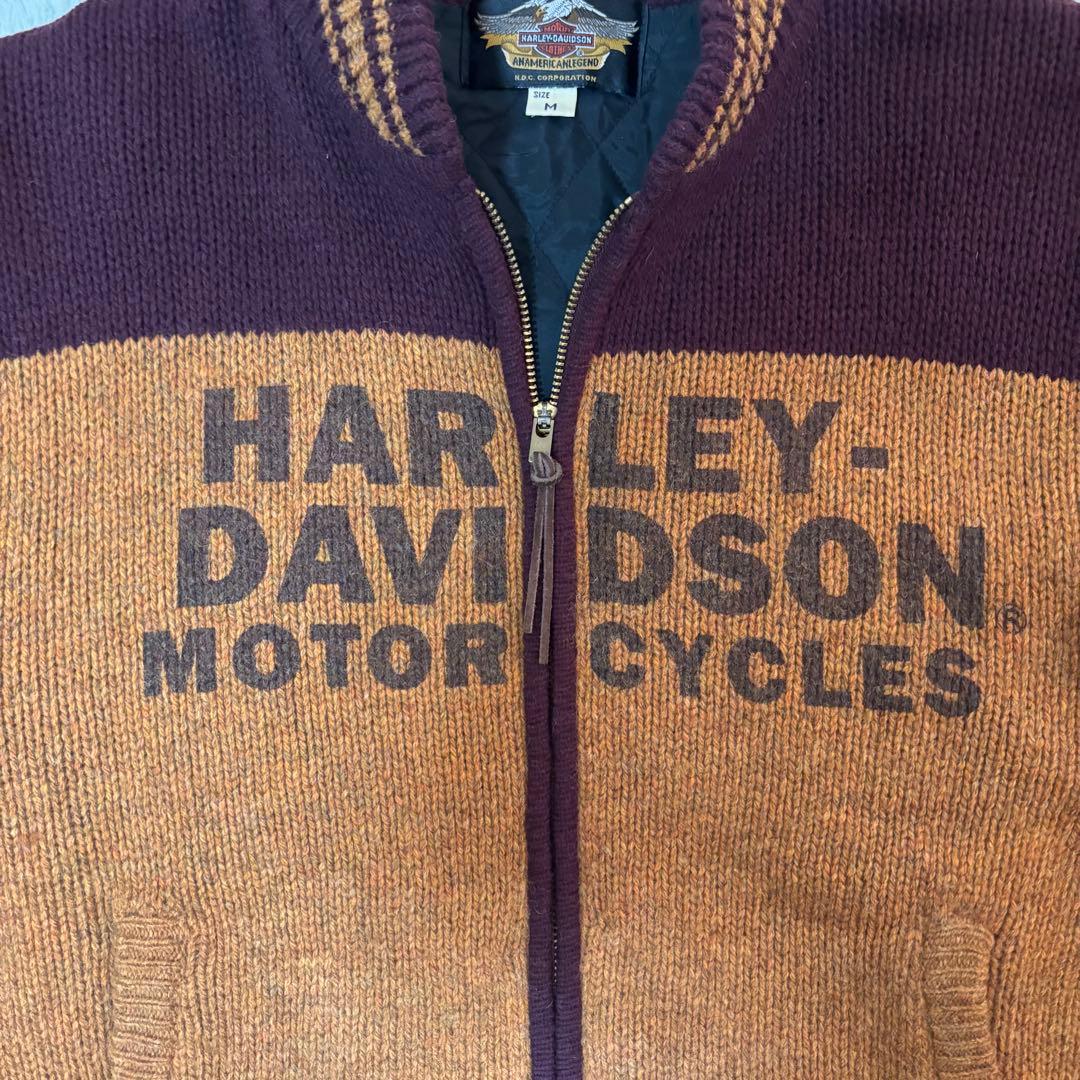 ハーレーダビッドソン ウールニット カウチンニット ニットブルゾン ヴィンテージ
