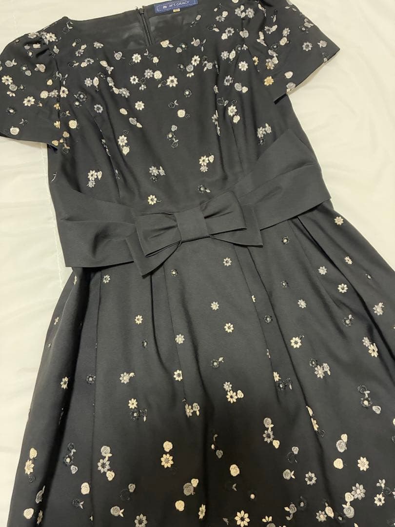 M'S GRACY エムズグレイシー フラワー刺繍 ワンピース リボン 42