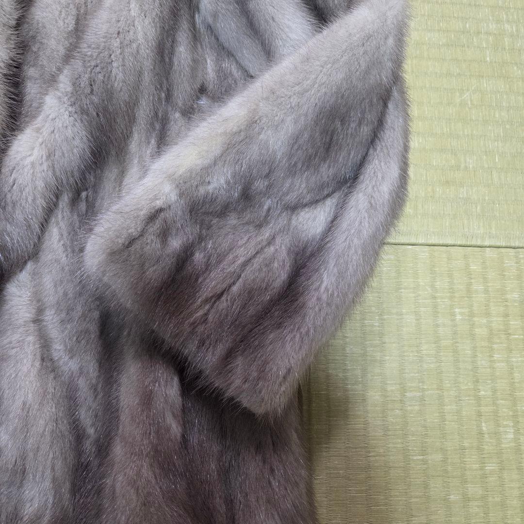 美品 グレージュ 裏地花柄 11号 サファイアミンク グレー系