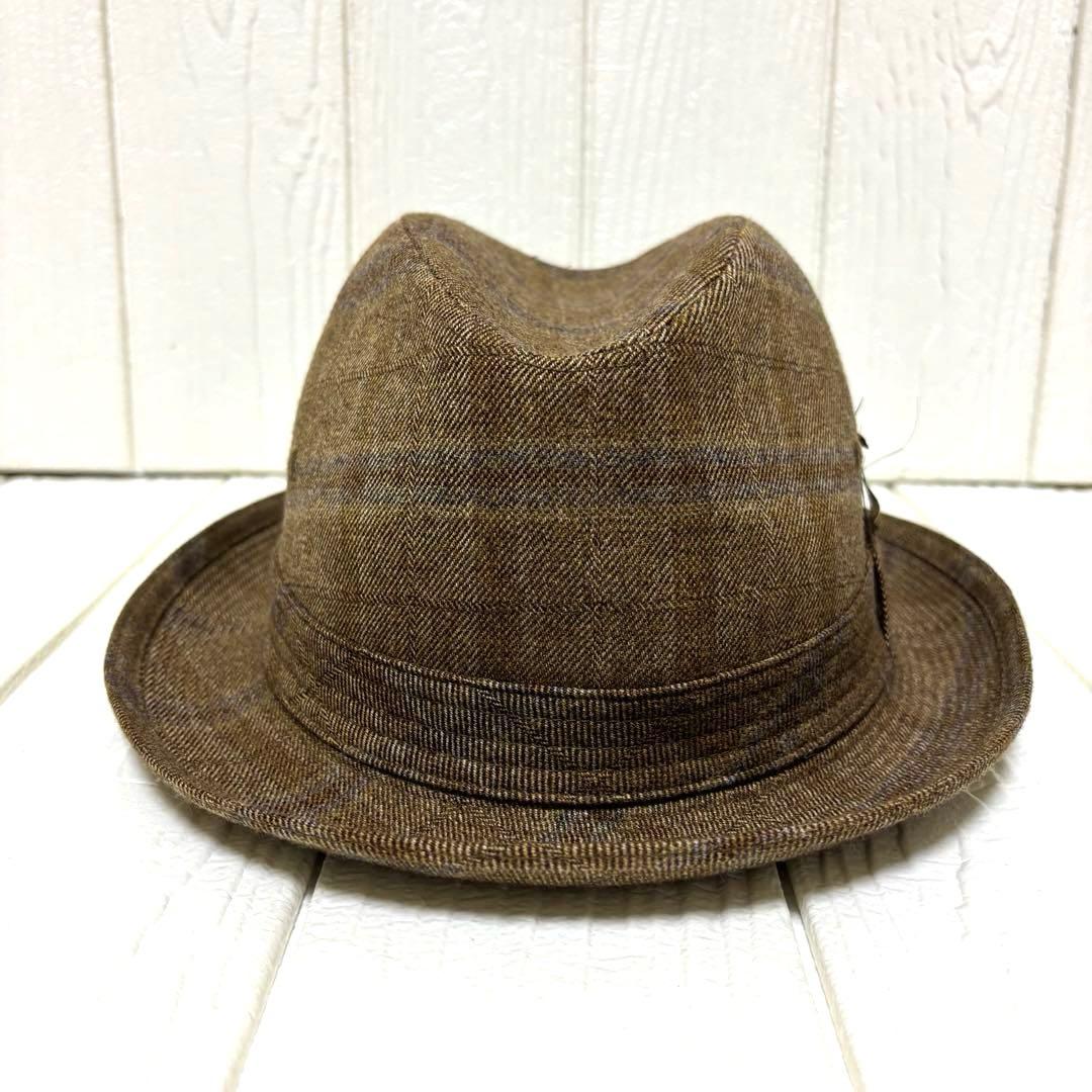 美品 Borsalino ボルサリーノ 中折れハット 羽根付き ロロピアーナ生地