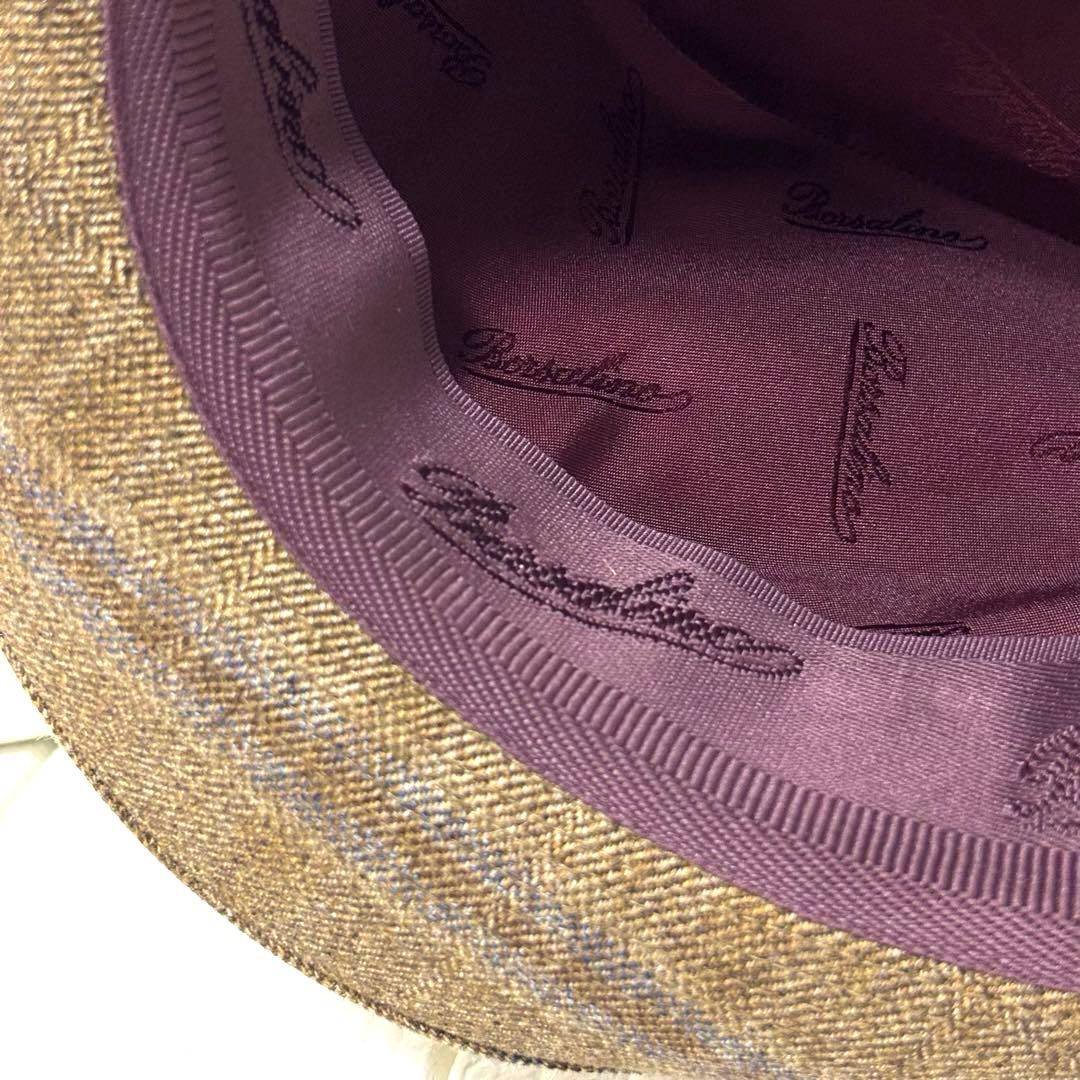 美品 Borsalino ボルサリーノ 中折れハット 羽根付き ロロピアーナ生地