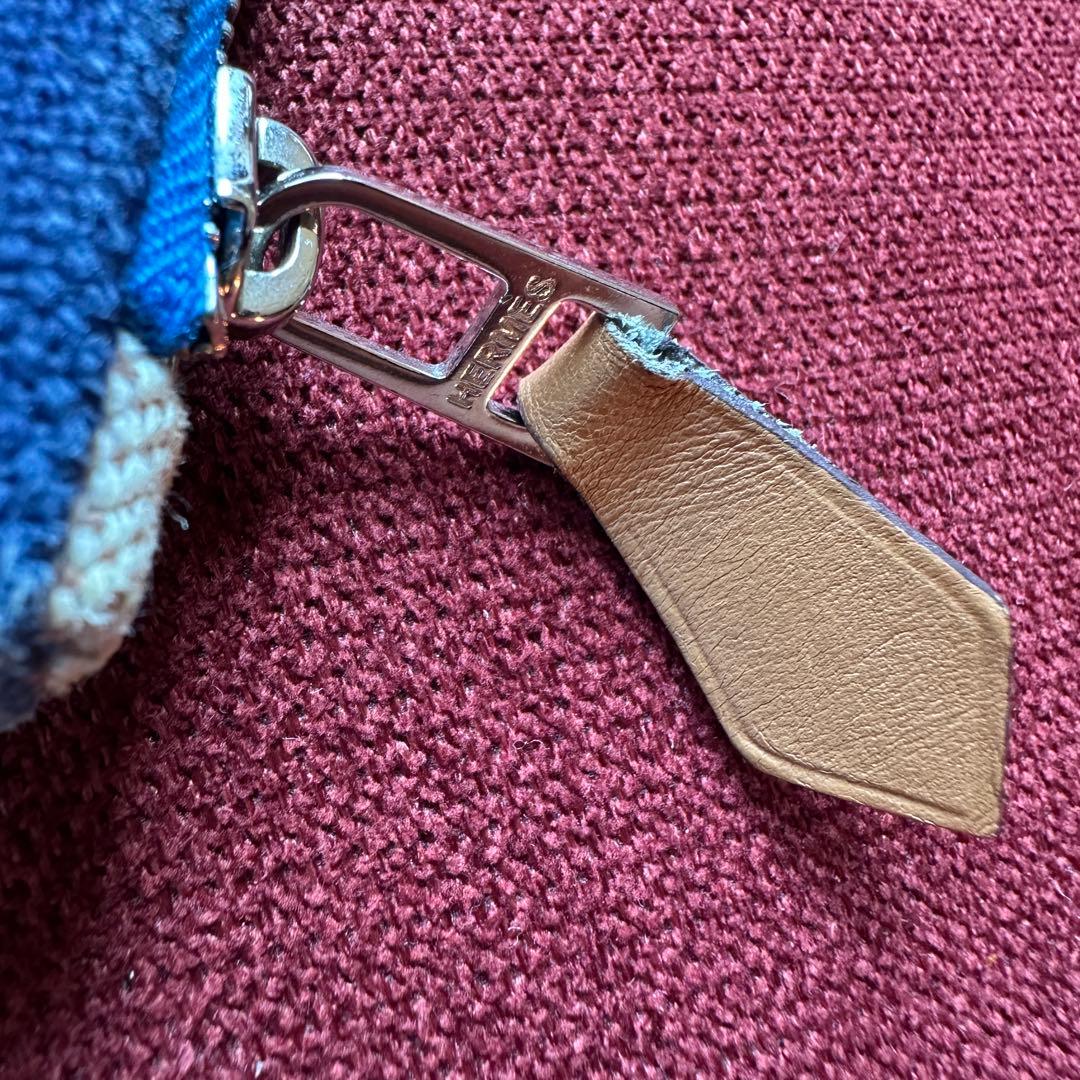 エルメス シェーヌダンクル ポーチ ベージュ ブルー