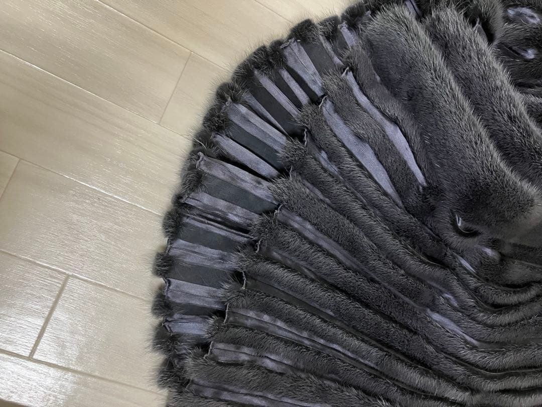 ミンク ファー コート ジャケット ポンチョ ストライプデザイン グレー系