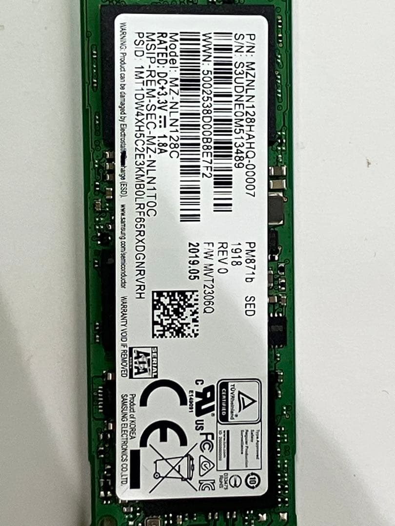送料込 M.2 SATA 128GB 5枚セットSAMSUNG MZNTY D1