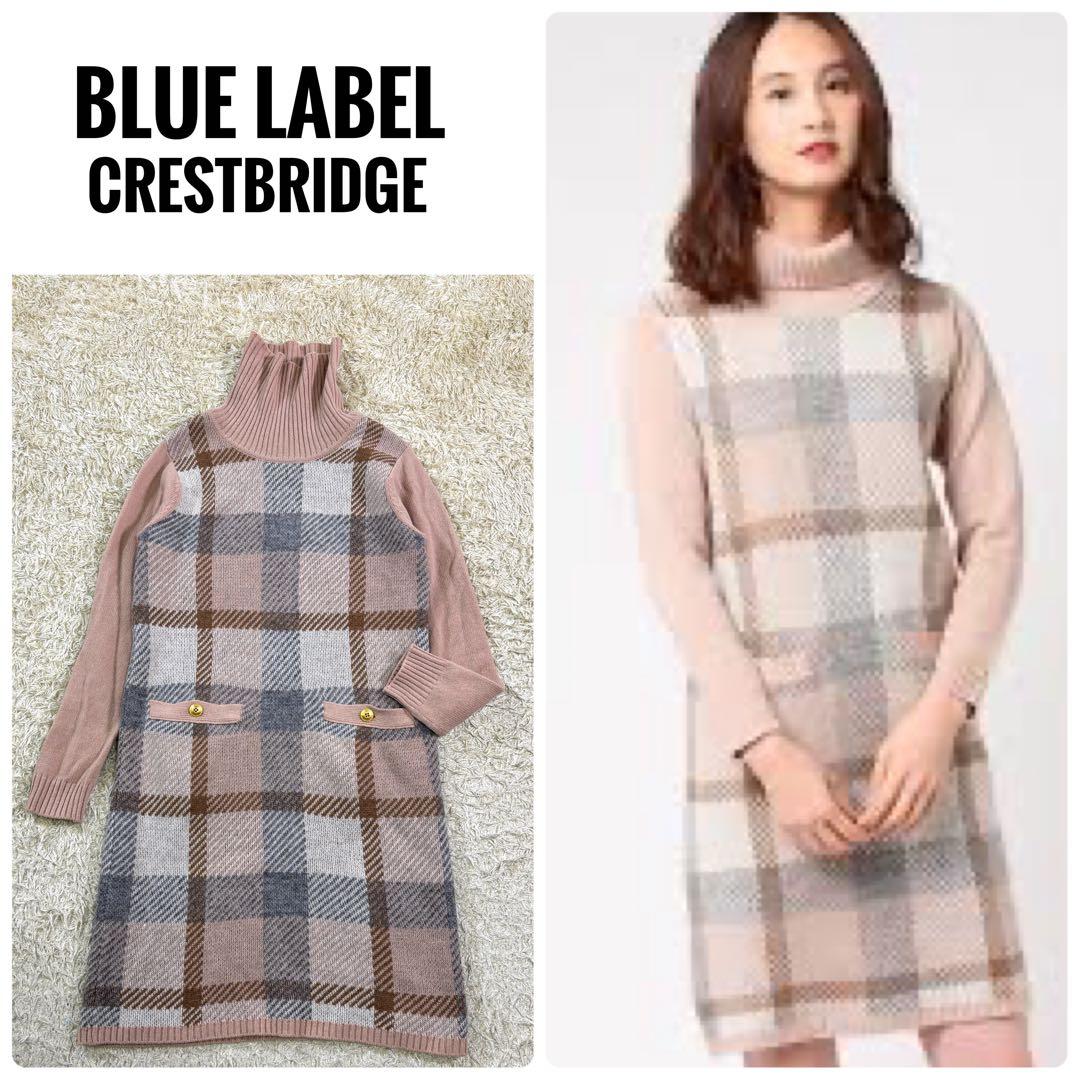 ブルーレーベルクレストブリッジ　モヘヤ　ニット　タートルネック　膝丈ワンピース