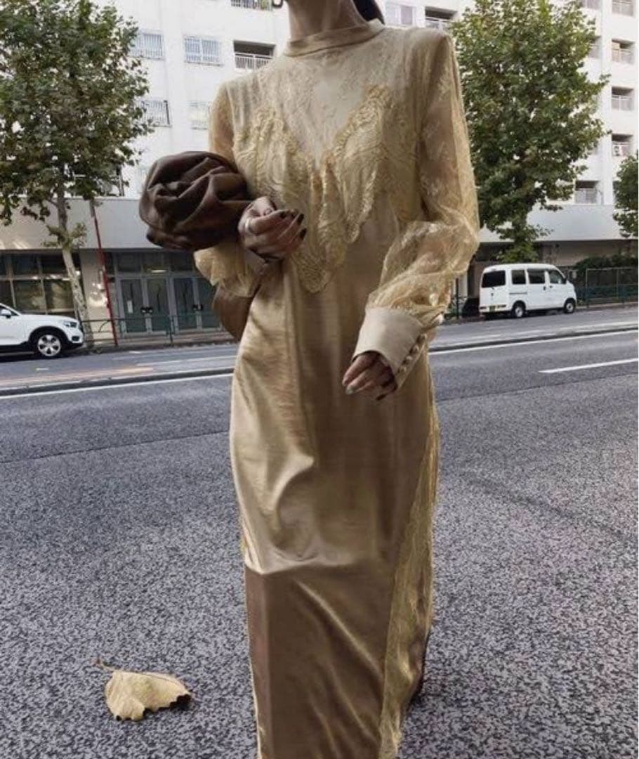 スーツ・フォーマル・ドレス AMERI UND LACE TRIMMING DRESS