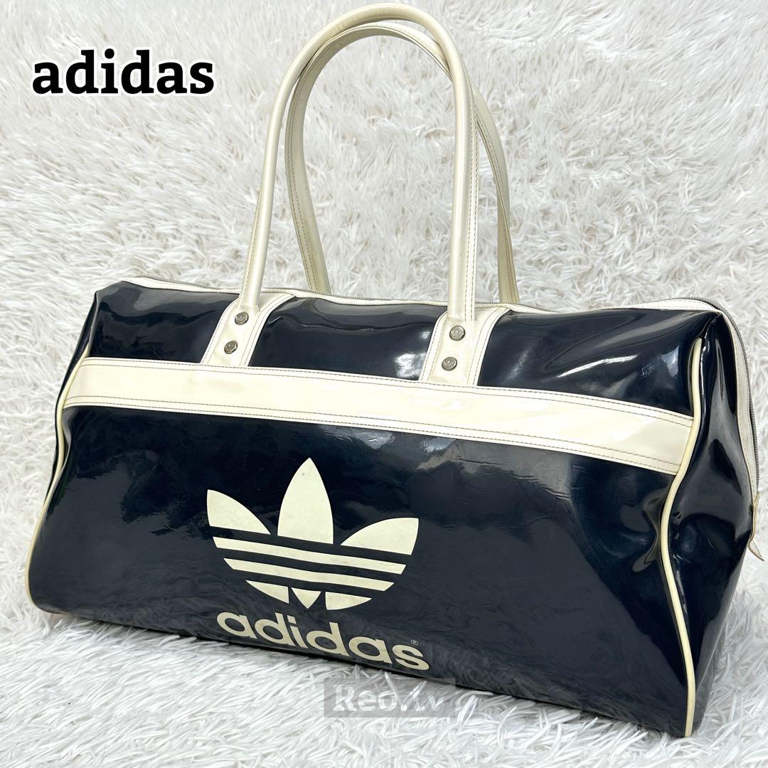 超希少 90s【old adidas】エナメル ボストンバッグ トレフォイル