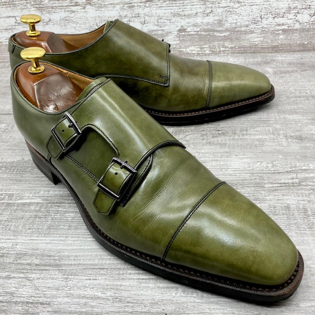 624【希少/美品】REGAL 革靴 ダブルモンク ビジネス オリーブ 25.5