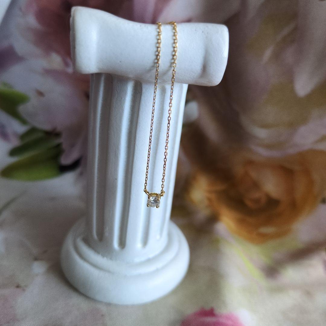 ✿18金✿一粒ダイヤモンドネックレス 　　0.22 ct カード付き