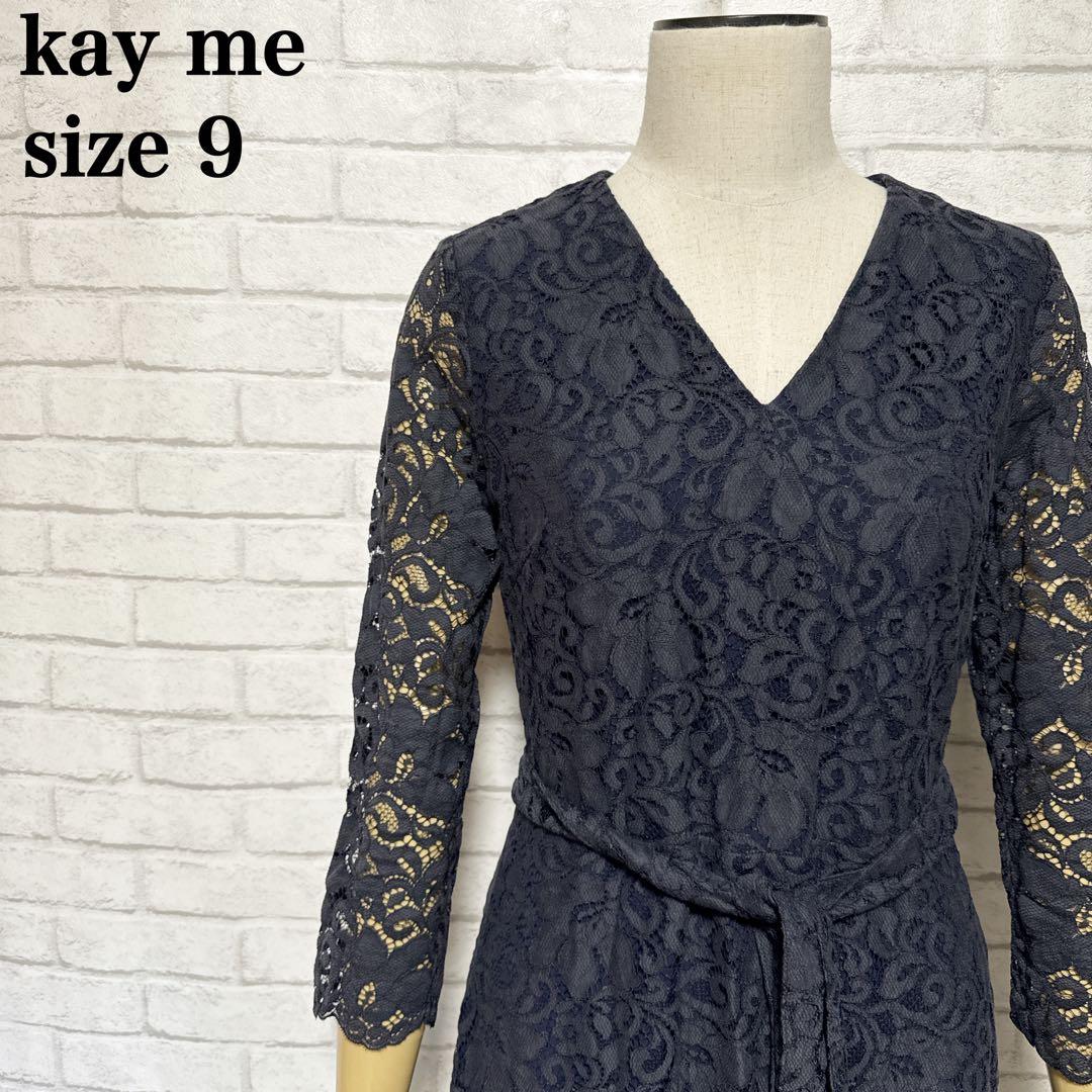 kay me 美シルエット レースワンピース ネイビーオフィス　パーティ