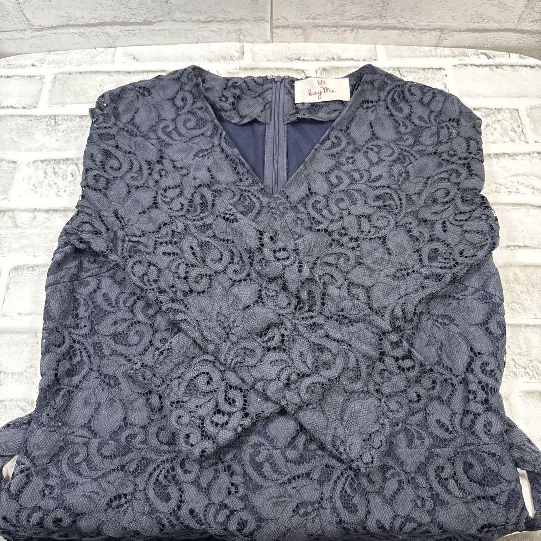 kay me 美シルエット レースワンピース ネイビーオフィス　パーティ