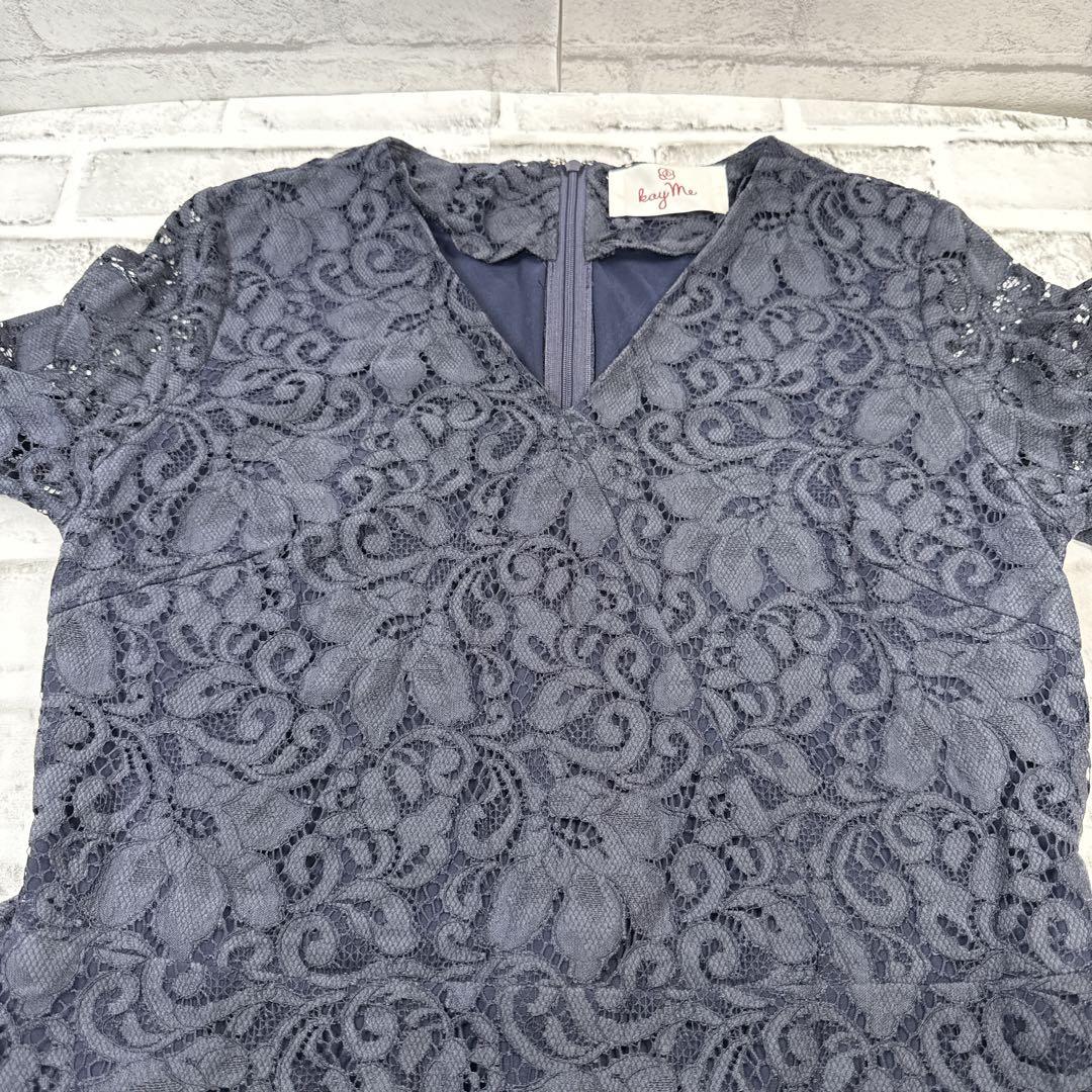 kay me 美シルエット レースワンピース ネイビーオフィス　パーティ