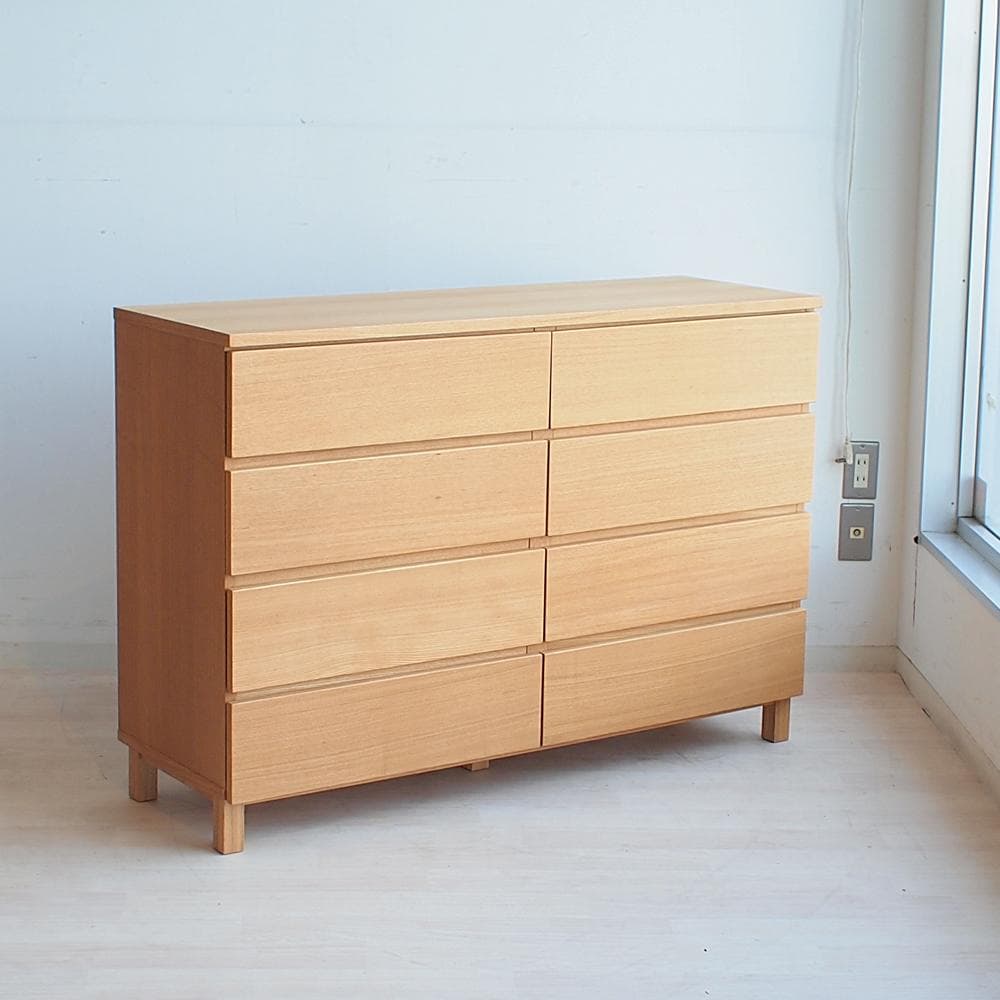 廃盤品 無印良品/MUJI タモ材 4段チェスト 120cm ZR23988