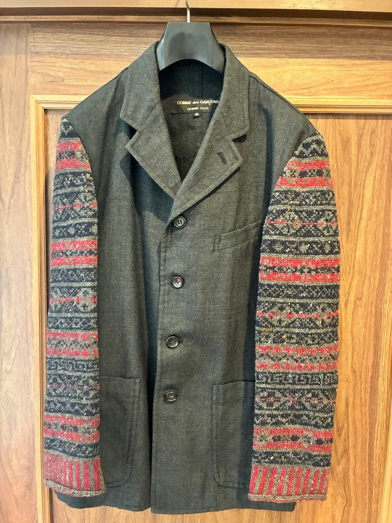 コムデギャルソン オム プリュス 袖ニット ドッキングジャケット