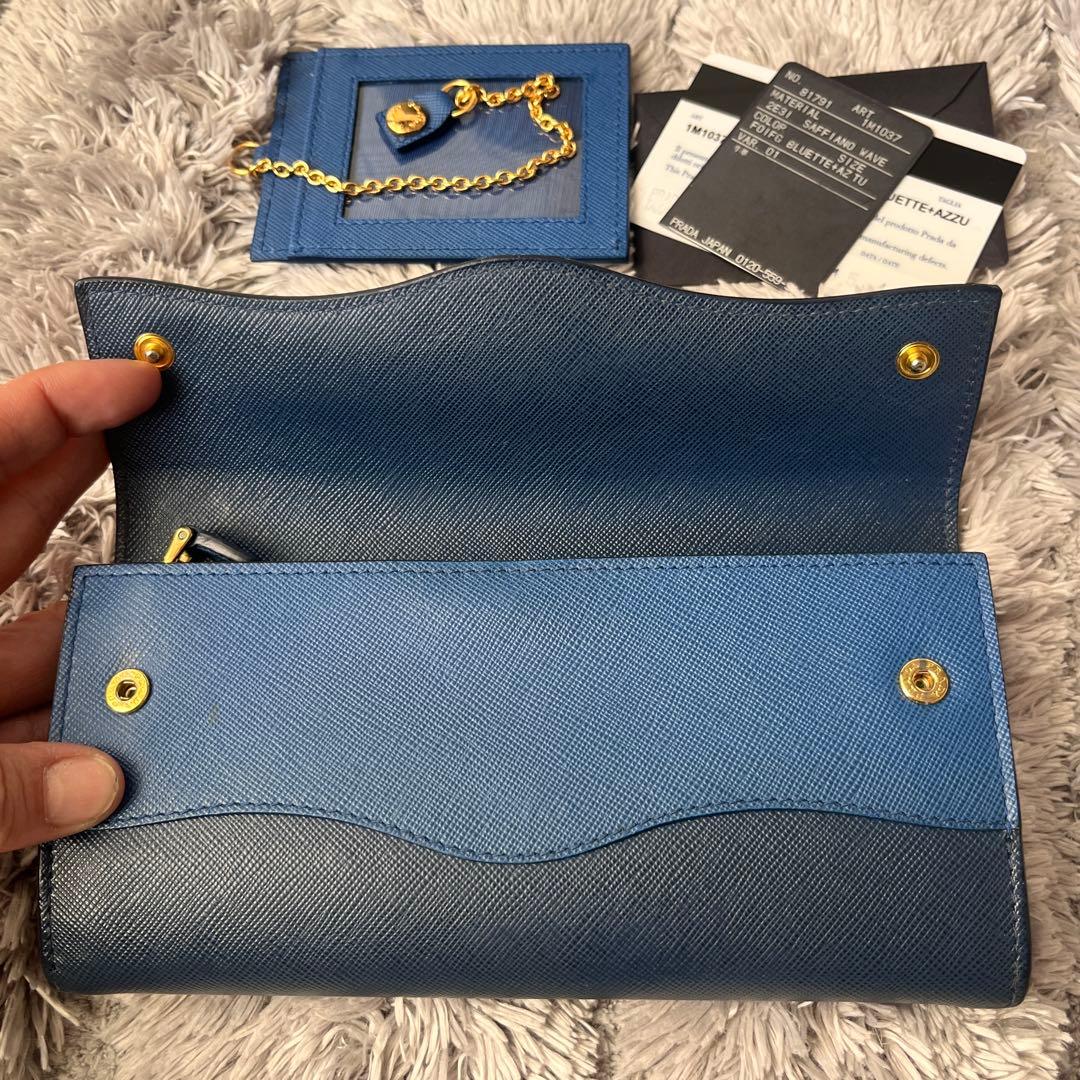 極美品✨PRADA 長財布　バイカラー　サフィアーノ　カードケース　メタルロゴ