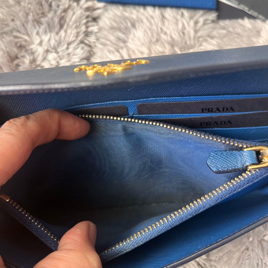極美品✨PRADA 長財布　バイカラー　サフィアーノ　カードケース　メタルロゴ