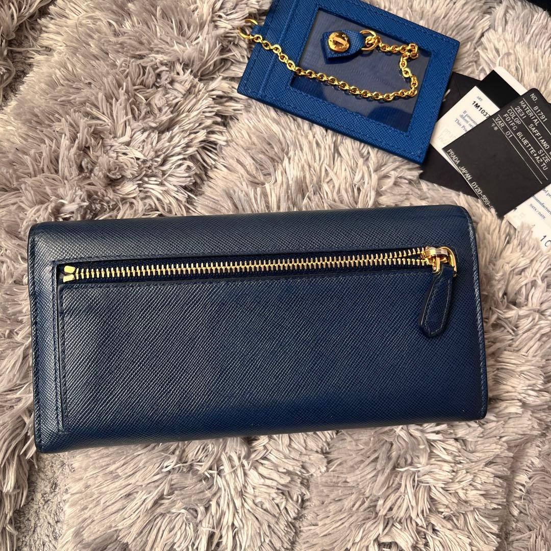 極美品✨PRADA 長財布　バイカラー　サフィアーノ　カードケース　メタルロゴ