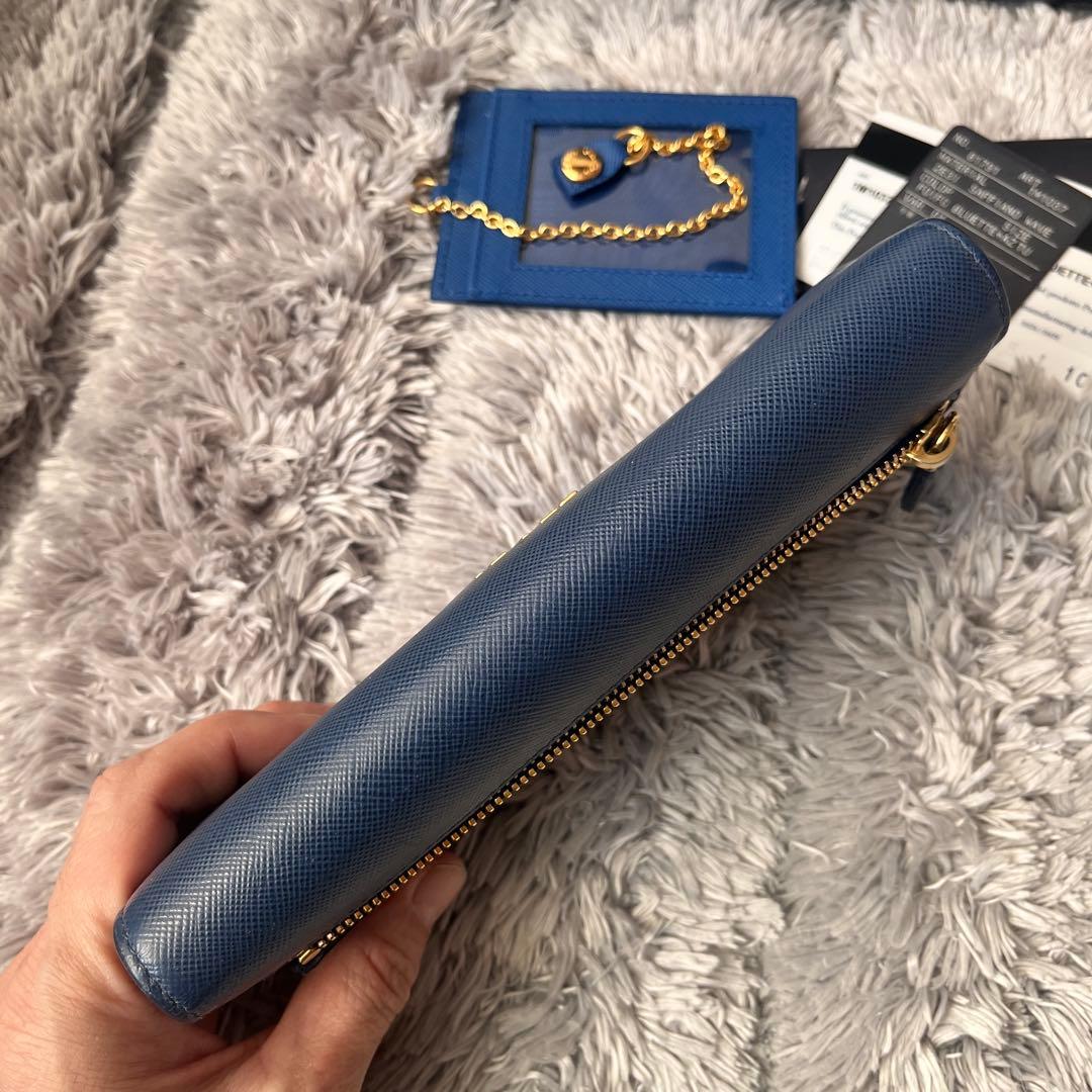 極美品✨PRADA 長財布　バイカラー　サフィアーノ　カードケース　メタルロゴ