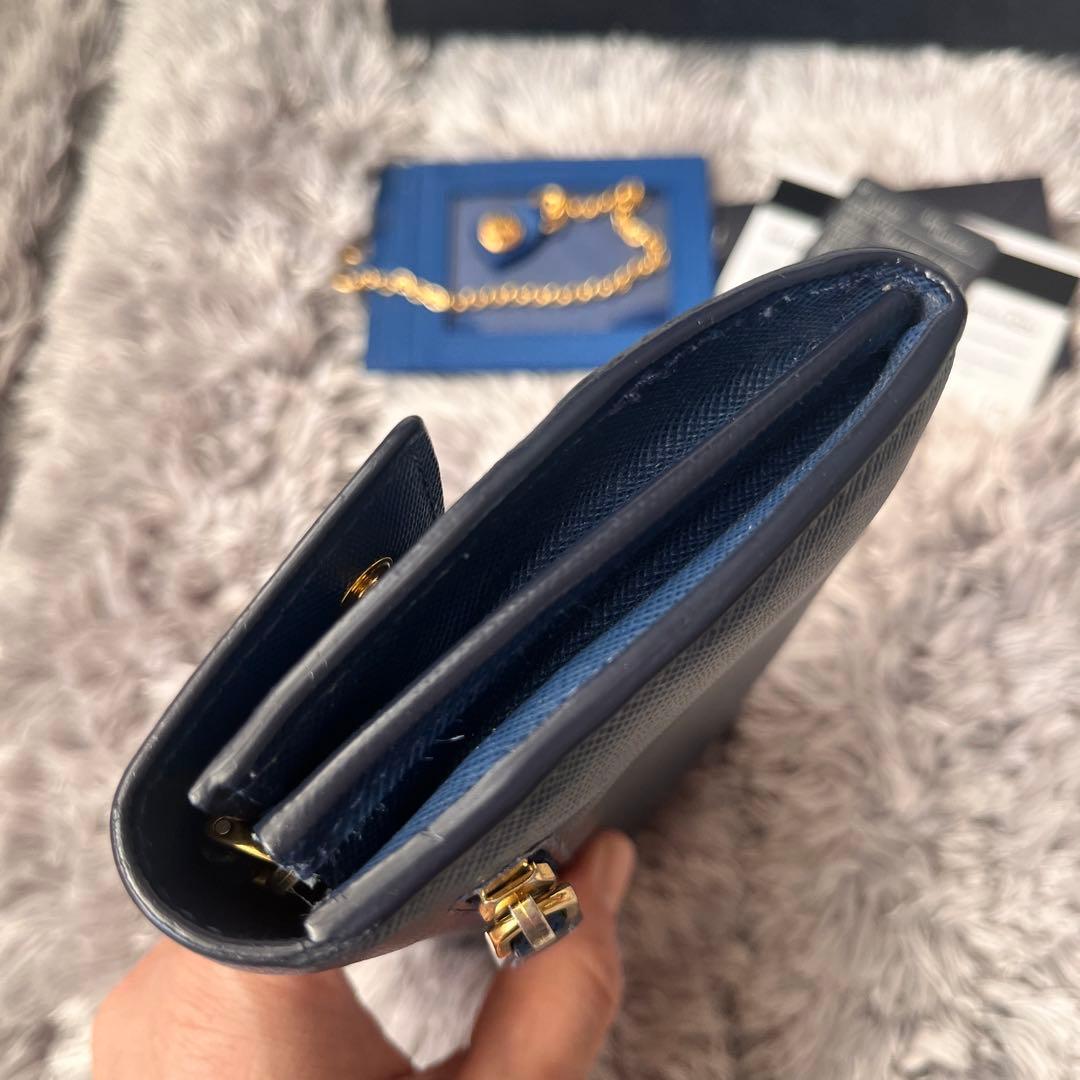 極美品✨PRADA 長財布　バイカラー　サフィアーノ　カードケース　メタルロゴ