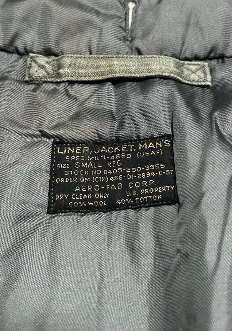 50s 黒タグ USAF 米軍実物 ウール ライナー ジャケット ミリタリー
