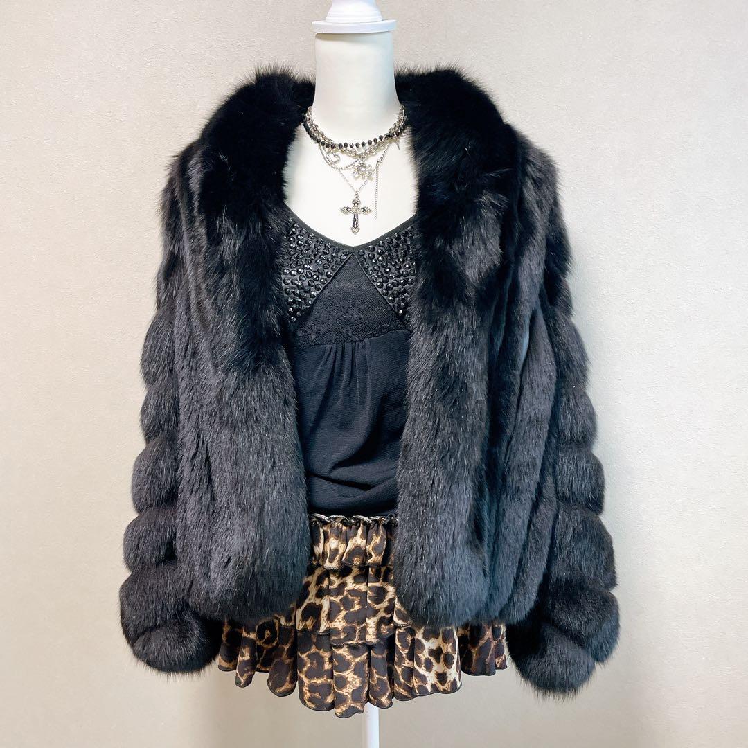 新品　未使用　サガフォックス　リアルファー　毛皮　ショート　コート　短丈　L