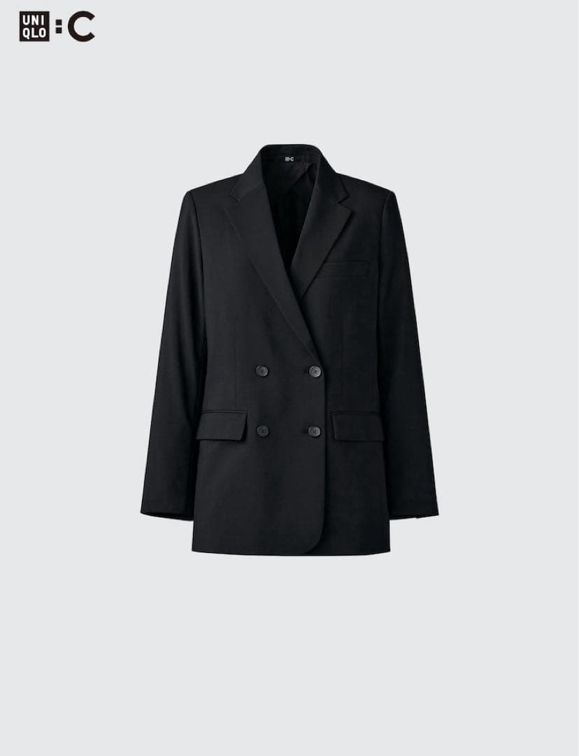 【Mサイズ】ユニクロC 感動ダブルジャケットリラックスフィット ブラック