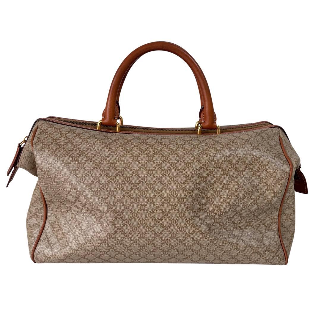 CELINE セリーヌ ボストンバッグ マカダム ブラウン ベージュ 美品