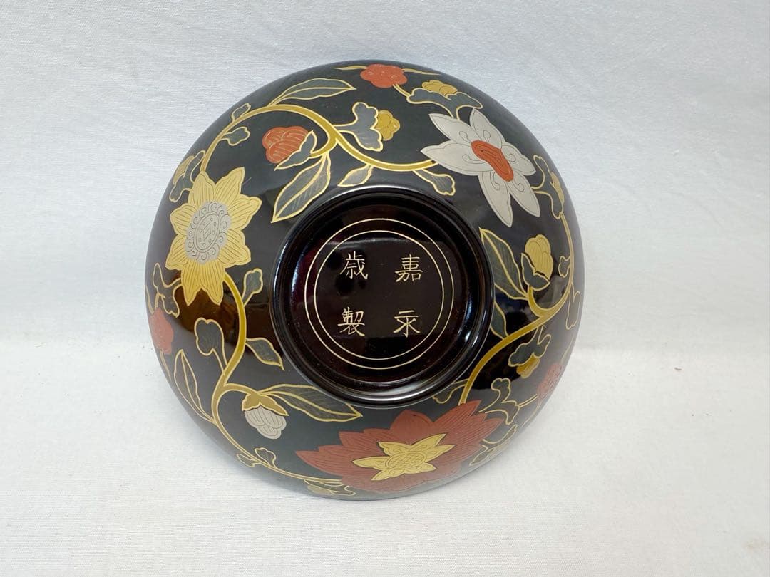 ほぼ未使用 茶道具 平安象彦 木製 長寛写 牡丹唐草 砂金袋形 喰籠菓子器 共箱