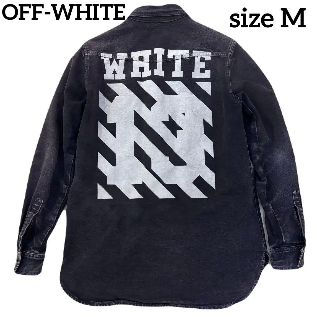 OFF-WHITE デニムシャツ バックプリント WHITEロゴ Mサイズ