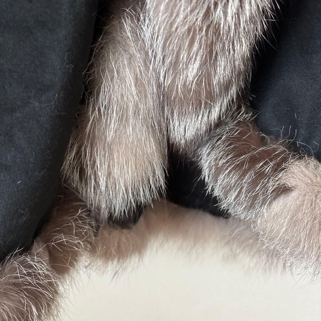 SAGA FURS カシミヤ　ポンチョ　コート　ラビットファー　毛皮　2ホック