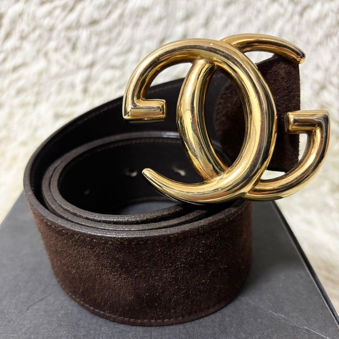 正規品 GUCCI オールドグッチ インターロッキング ベルト ゴールド 茶色系