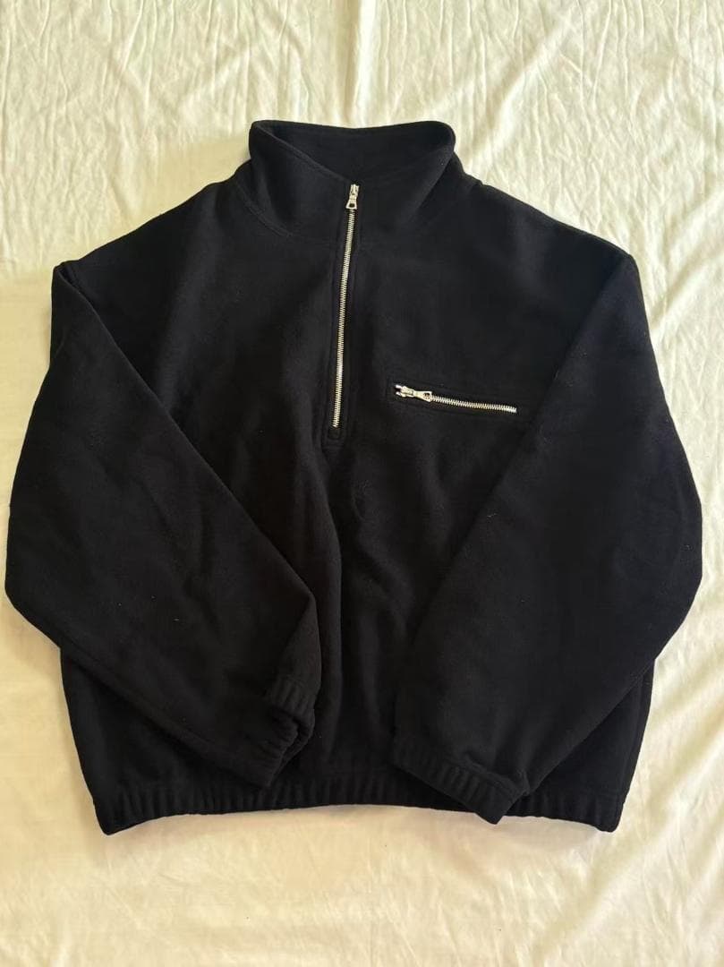 rier 黒 フリース ハーフジップ トレーナー L