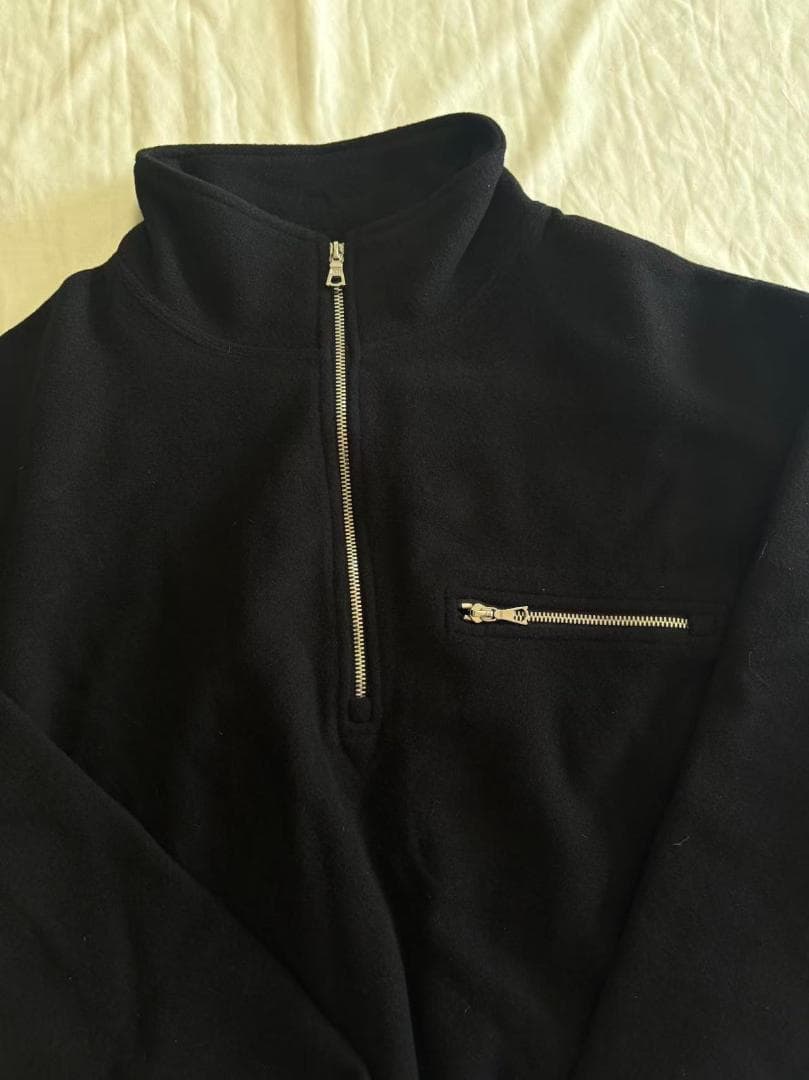 rier 黒 フリース ハーフジップ トレーナー L