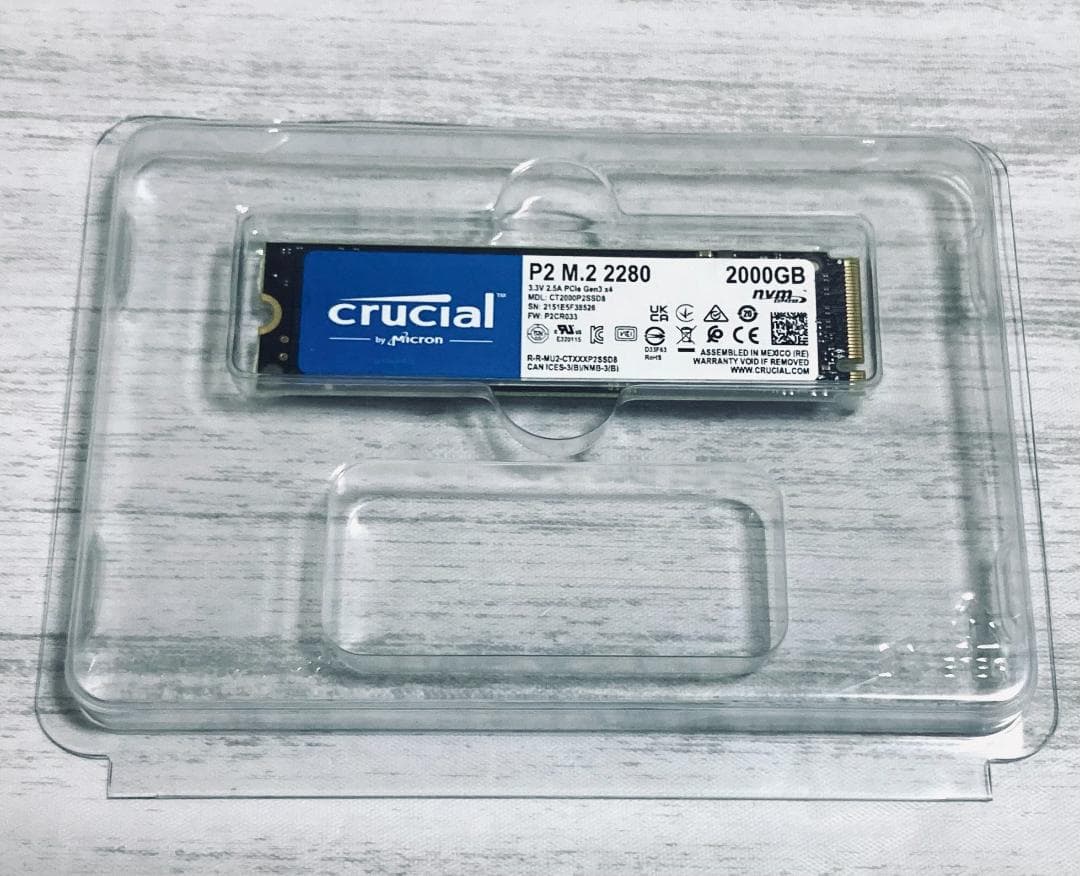 Crucial P2 2TB M.2 NVMe SSD 国内正規品 データ消去済