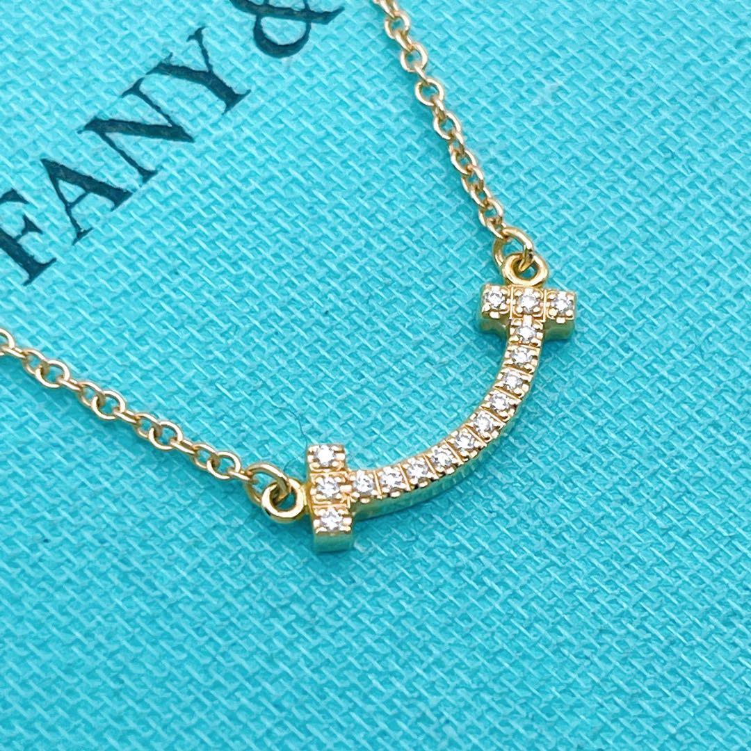 Tiffany & Co. ネックレス　Tスマイル　YG750 ダイヤモンド