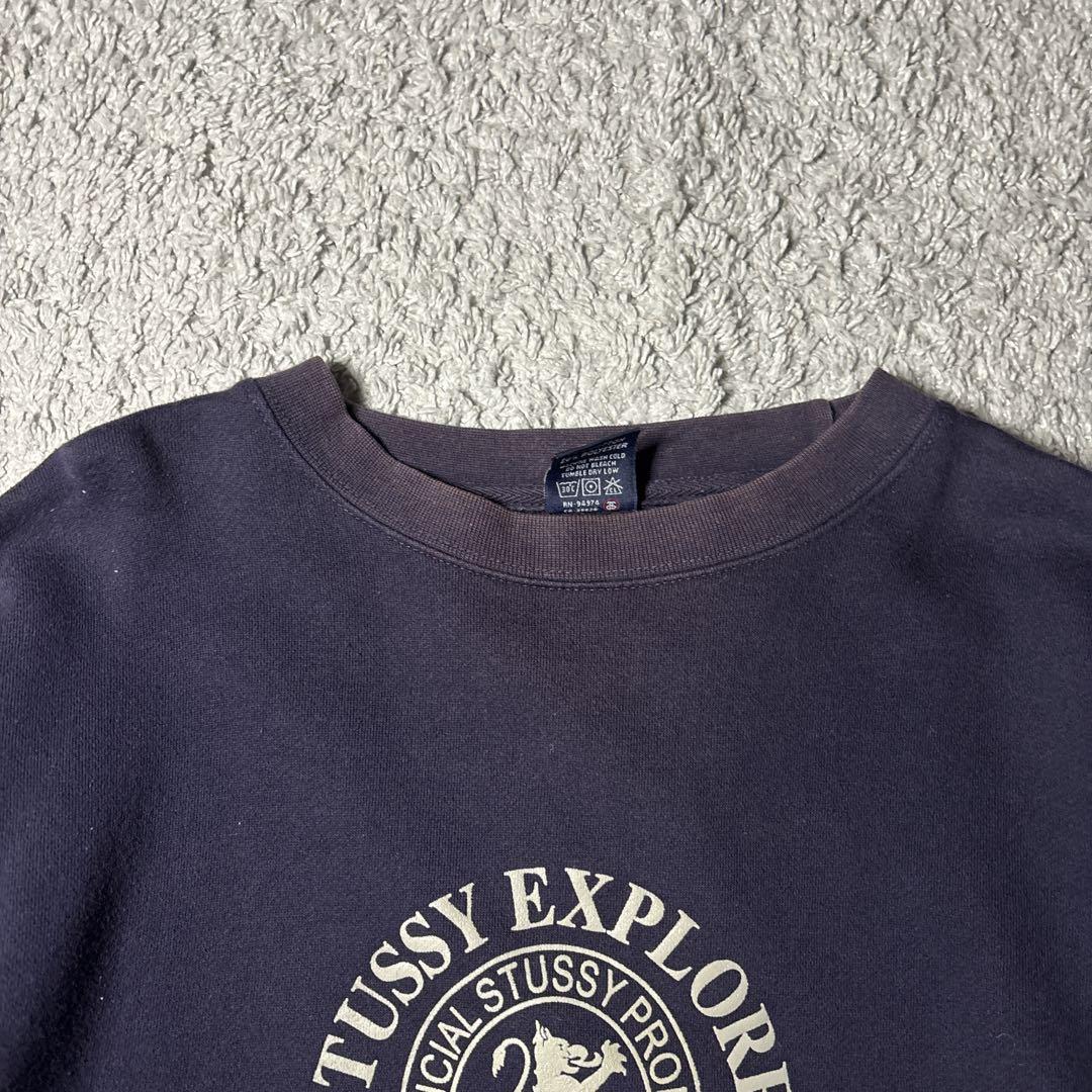old stussy スウェット　トレーナー　90s 紺タグ　フェード　ロゴ