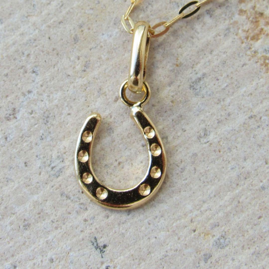 K18 馬蹄 ネックレストップ 18K ホースシュー 刻印 18KYG M