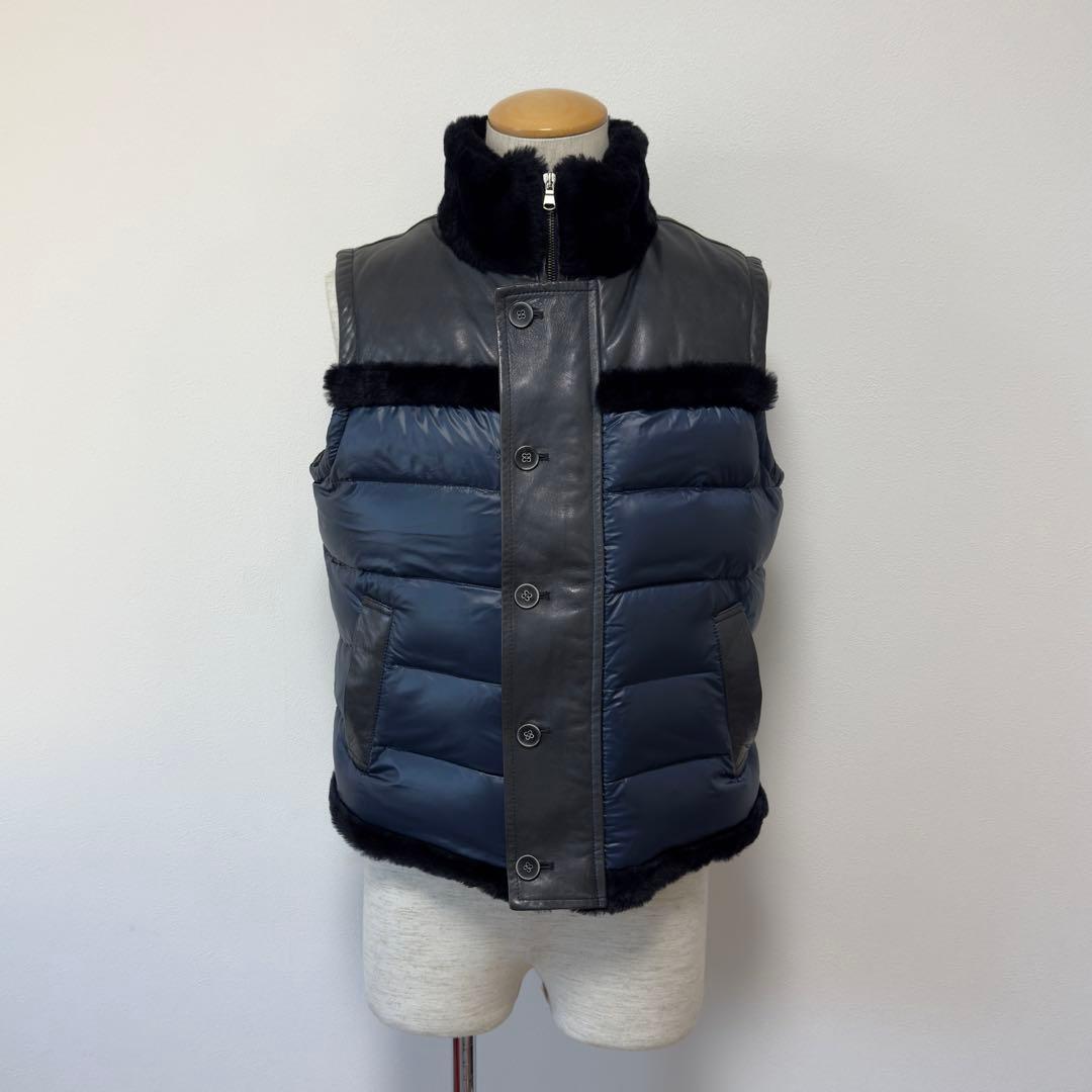 定価19.2万円 エンメティ シアリングムートン×ラムレザーダウンベスト 48