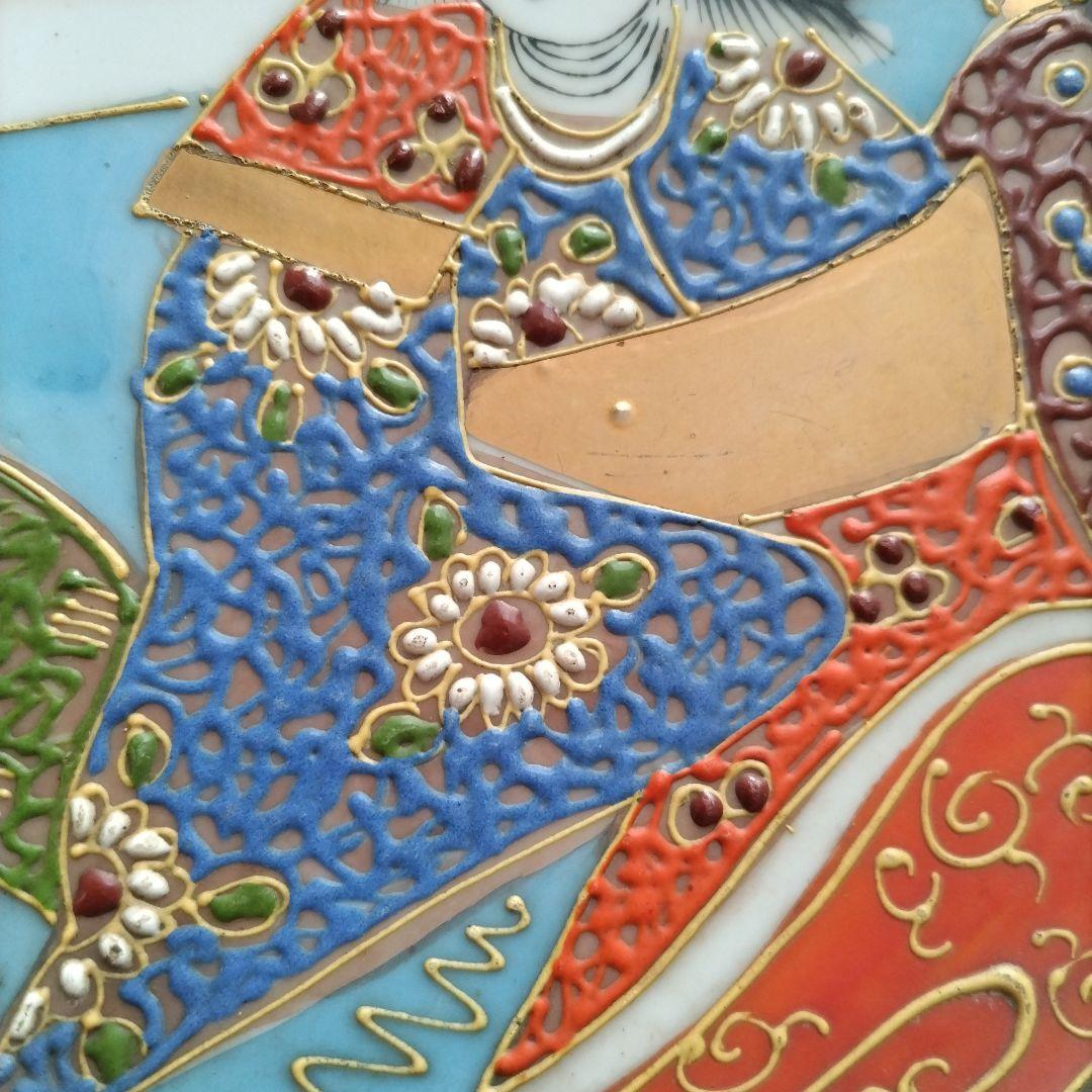 オールドニッポン　薩摩焼　薩摩十字　金襴手　観音羅漢図　８寸皿