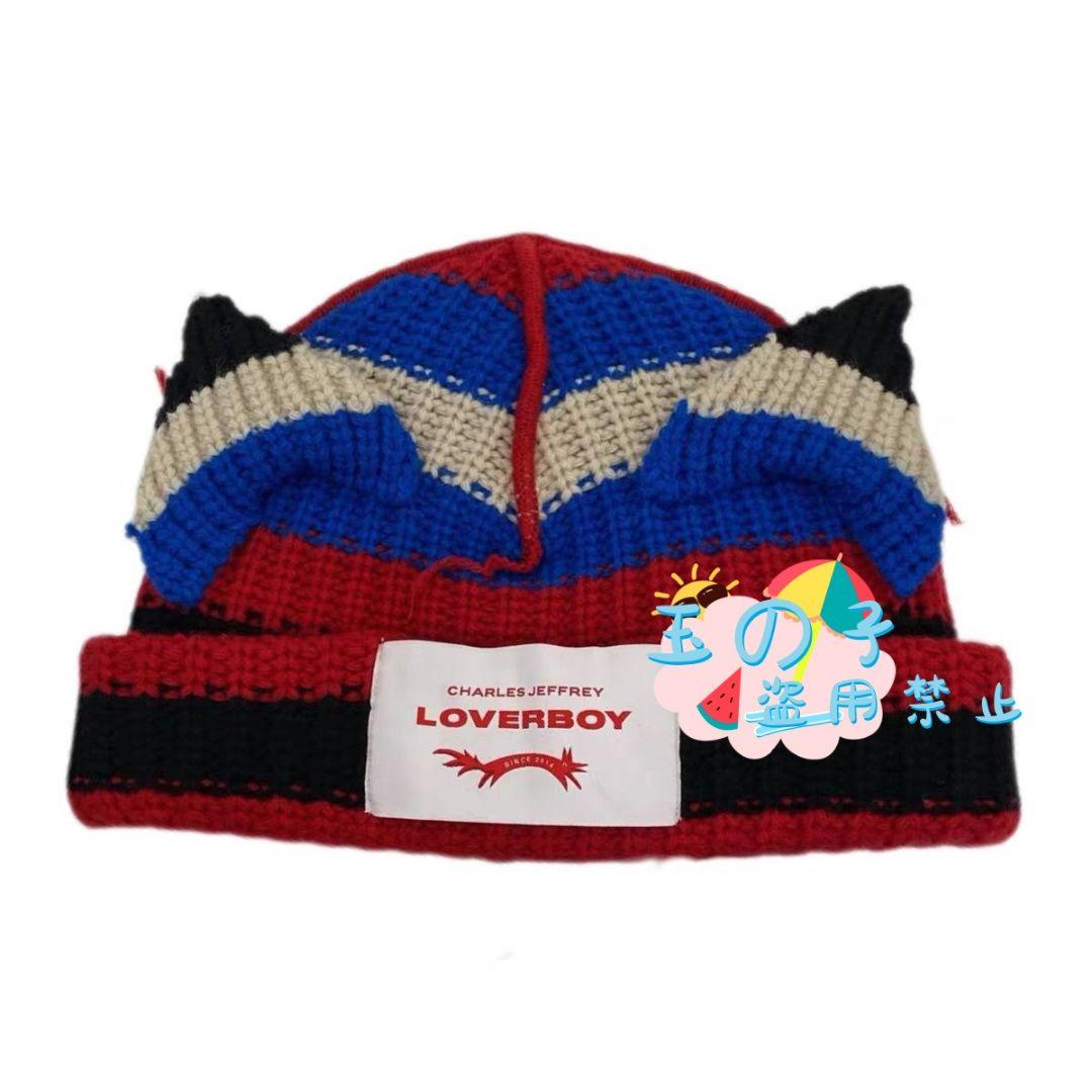 男女兼用CHARLES JEFFREY LOVERBOY ニット帽青赤