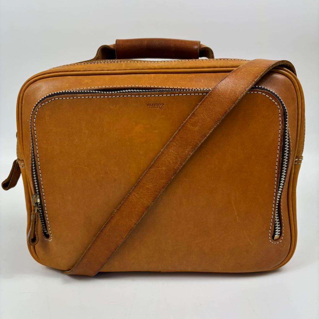ヘルツ 2way A4可 ショルダーバッグ ハンドバッグ 革 ブラウン
