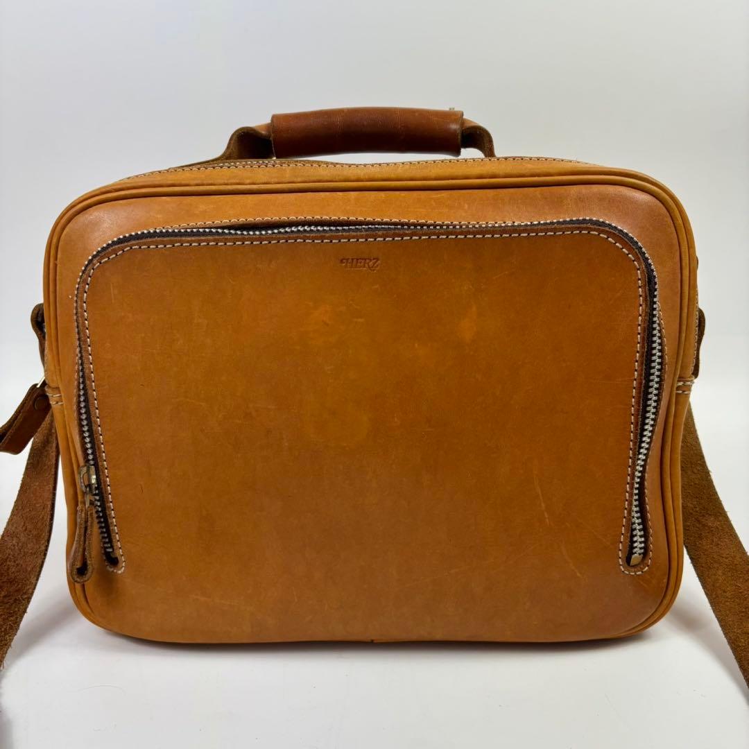 ヘルツ 2way A4可 ショルダーバッグ ハンドバッグ 革 ブラウン